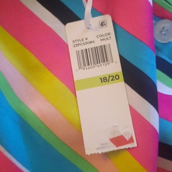 Anne Cole NWT Boyfriend Neon Stripes Button-Down Shirt Cover-Up Size 18/20 - Picture 8 of 8
